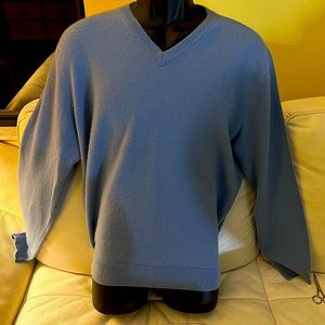 Mens blue Cashmere V neck